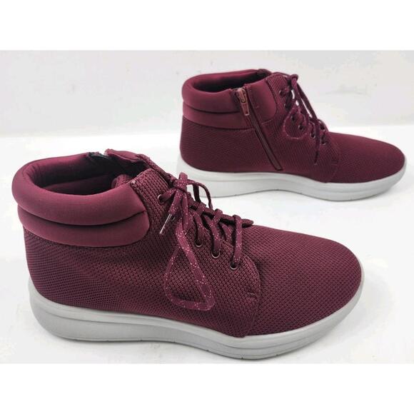 Clarks Cloudsteppers Womens 10 Red Fabric Ankle Mid Boots Lace Zip Up  NWOB - Picture 2 of 8